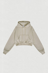Women's velvet thickened cropped hooded sweatshirt