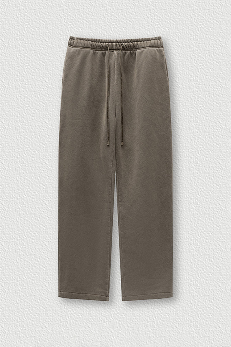 Fleece-Lined Straight Leg Sweatpants - Washed Knit Joggers for Casual & Sport