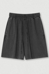 Indigo Washed Cotton Casual Shorts - Men's Loose Fit 5-Inch Sweatpants