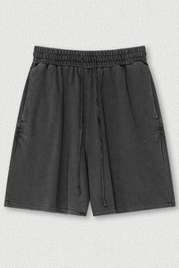 Indigo Washed Cotton Casual Shorts - Men's Loose Fit 5-Inch Sweatpants