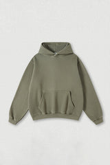 Heavyweight fleece hooded washed sweatshirt