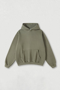 Heavyweight fleece hooded washed sweatshirt