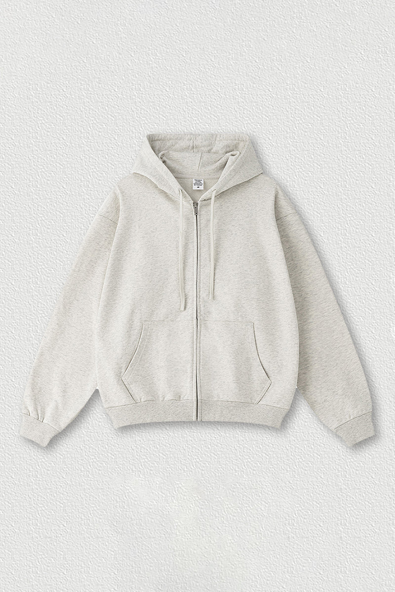 Oversized Terry Fleece Zip Hoodie | Cozy Unisex Lounge Jacket