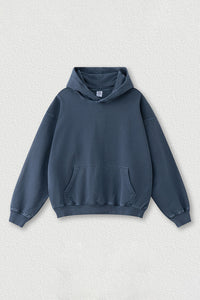 Washed loose hooded knitted plus-size sweatshirt
