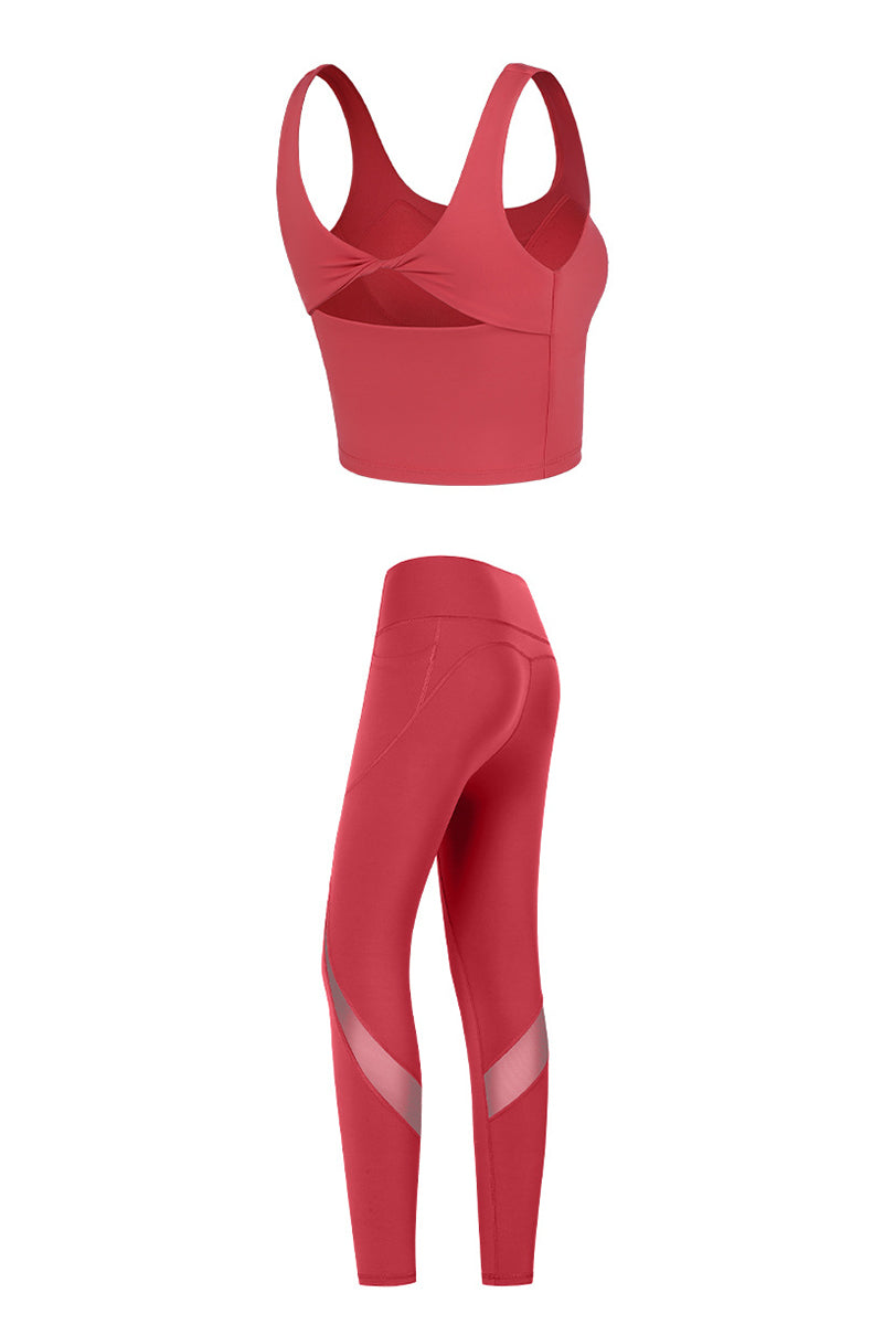 Women's Yoga Sets:Butterfly Back Bra And Mesh Panel Leggings