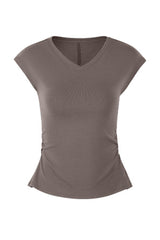 Women's Summer V-neck Pleated Sleeveless Cut Out Tank Top