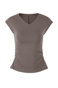 Women's Summer V-neck Pleated Sleeveless Cut Out Tank Top