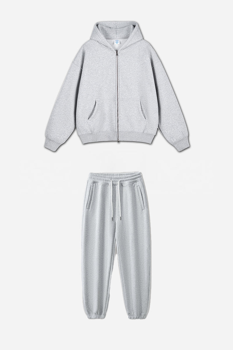 Unisex Basic Fleece Double-Zip Hoodie And Pants