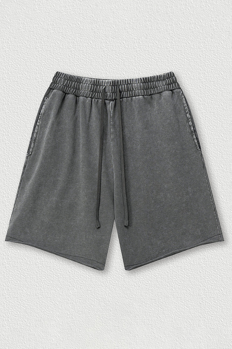 Distressed Washed Casual Shorts - Loose Rolled Hem Cargo Shorts