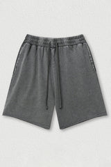 Distressed Washed Casual Shorts - Loose Rolled Hem Cargo Shorts