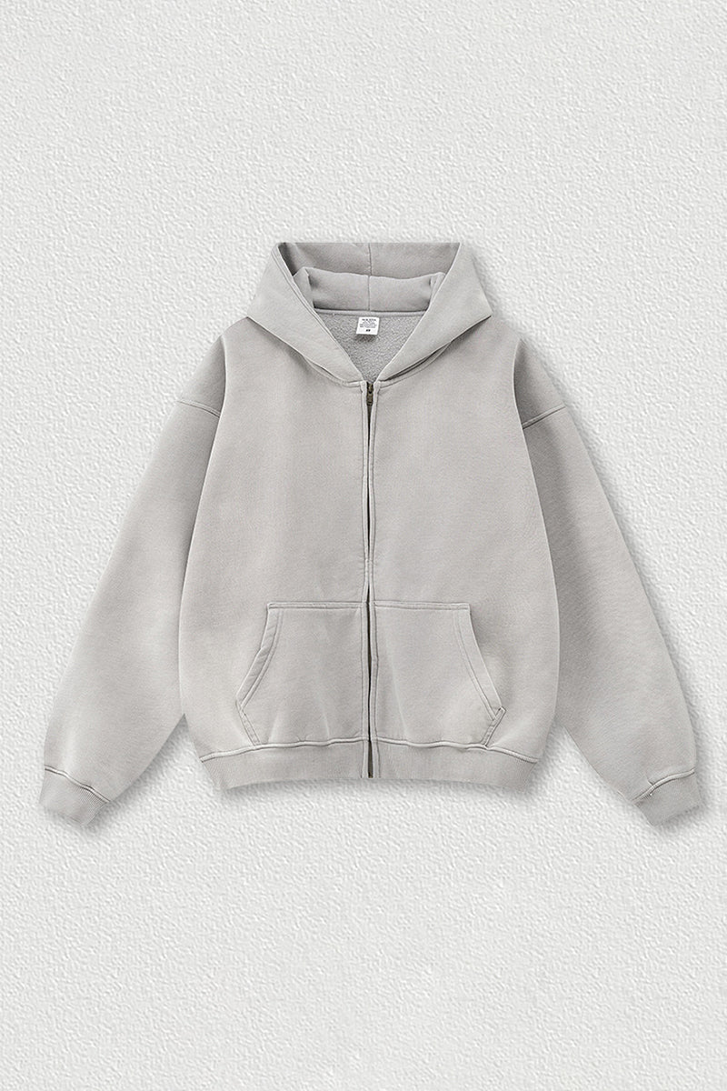 Distressed Fleece-Lined Hooded Sweatshirt