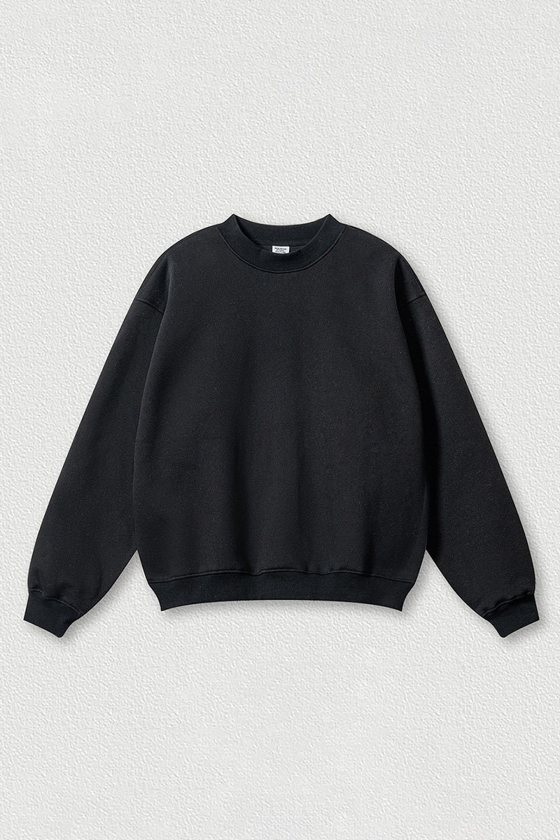Loose fleece-lined thick round-neck sweatshirt
