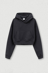 Women's Big Pocket Hooded Sweatshirt Cropped Top