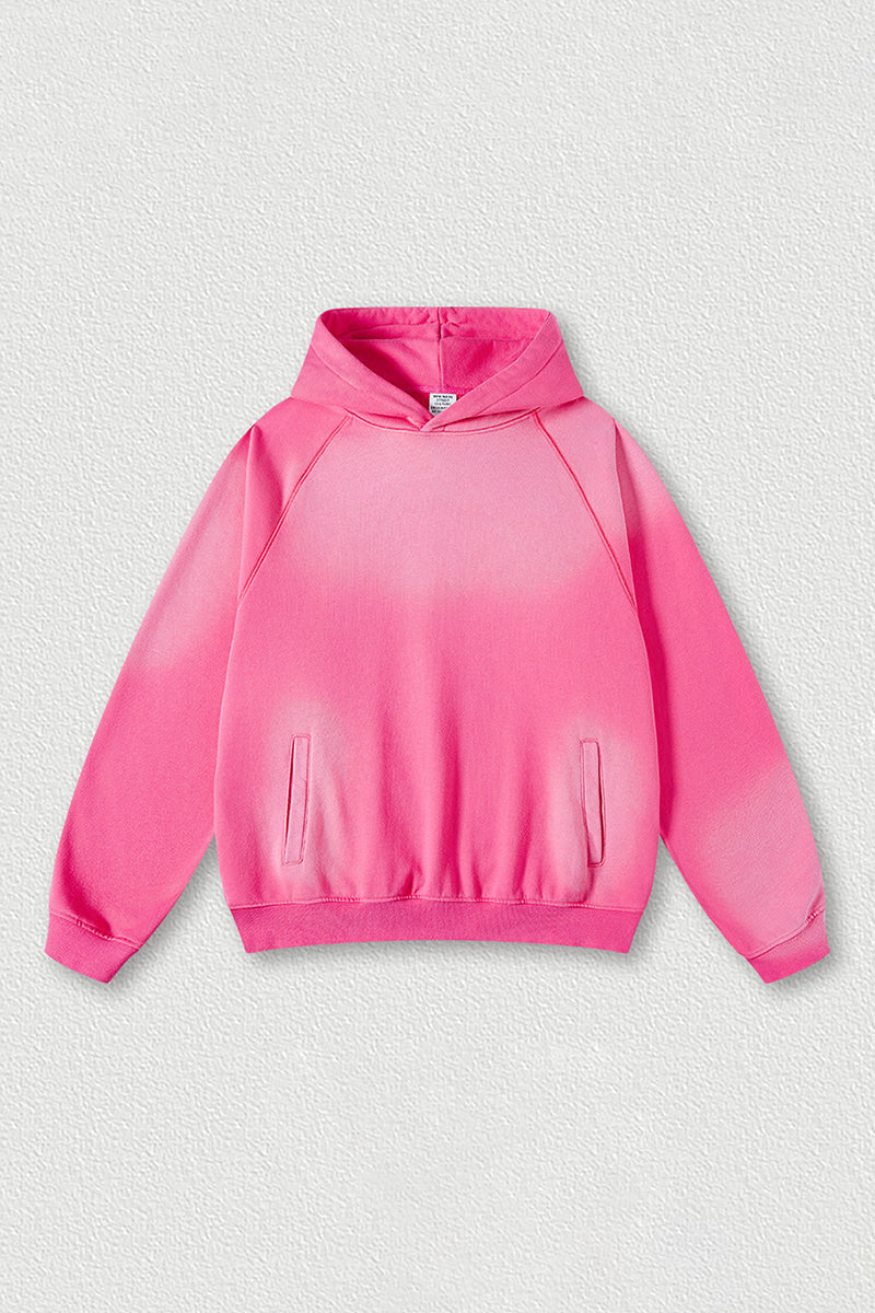 Washed raglan sleeve hooded sweatshirt