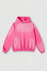 Washed raglan sleeve hooded sweatshirt