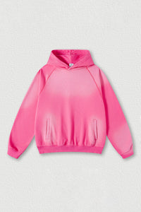 Washed raglan sleeve hooded sweatshirt