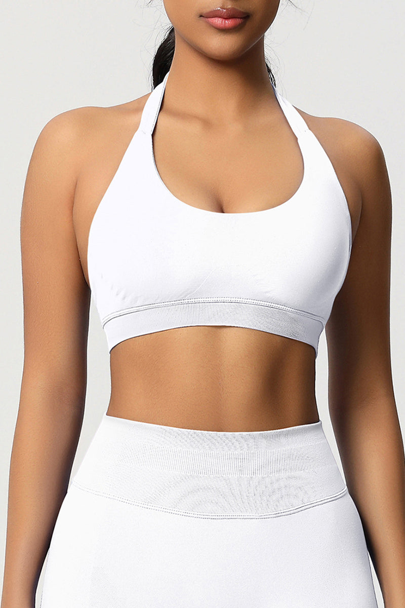 Women Halter Neck Seamless Yoga Sports Bra - Breathable Support Top