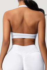 Women Halter Neck Seamless Yoga Sports Bra - Breathable Support Top