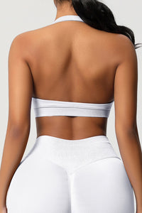 Women Halter Neck Seamless Yoga Sports Bra - Breathable Support Top