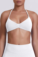 Women Halter Neck Seamless Sports Bra - Breathable Backless Yoga Top