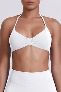 Women Halter Neck Seamless Sports Bra - Breathable Backless Yoga Top