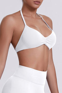 Women Halter Neck Seamless Sports Bra - Breathable Backless Yoga Top