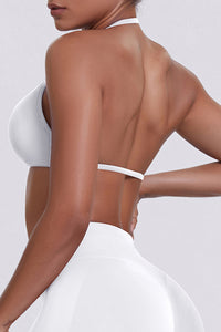 Women Halter Neck Seamless Sports Bra - Breathable Backless Yoga Top