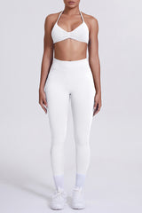 Women Seamless Yoga Set: High-Waisted Sculpting Leggings + Halter Neck Sports Bra