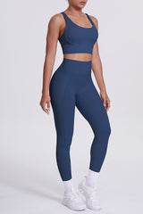 Women Cross-Back Yoga Set: High-Waisted Sculpting Leggings with Pocket + Cloud-Touch Sports Bra