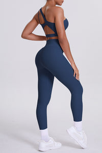 Women One-Shoulder Yoga Set: Naked-Feel High-Waisted Sculpting Leggings + Cross-Back Sports Bra