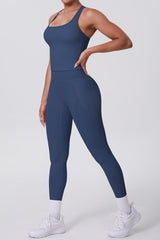 Women Naked-Feel Yoga Set: High-Waisted Pocket Leggings + Square Neck Sports Bra