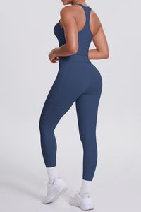 Women Naked-Feel Yoga Set: High-Waisted Pocket Leggings + Square Neck Sports Bra