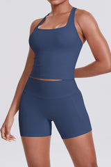 Women Naked-Feel Yoga Set: High-Waisted Sculpting Shorts + Cross-Back Sports Bra