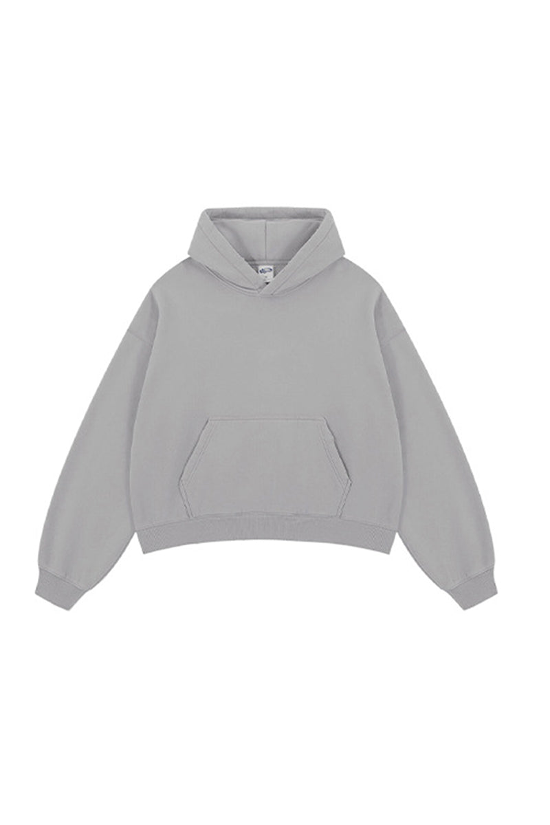 Unisex Boxy Fleece Hoodie: Distressed Vintage Short Wide Fit
