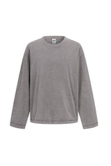 Men/Women Loose Fit Washed Cotton Contrast Stitch Long Sleeve Tee