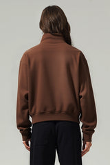 Men/Women Loop-Knit Stand Collar Zip-Up Hoodie