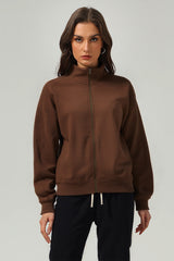 Men/Women Loop-Knit Stand Collar Zip-Up Hoodie