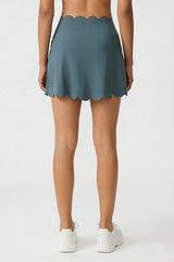 Women's Scalloped Edge A-line Anti-Exposure Sports Skirt