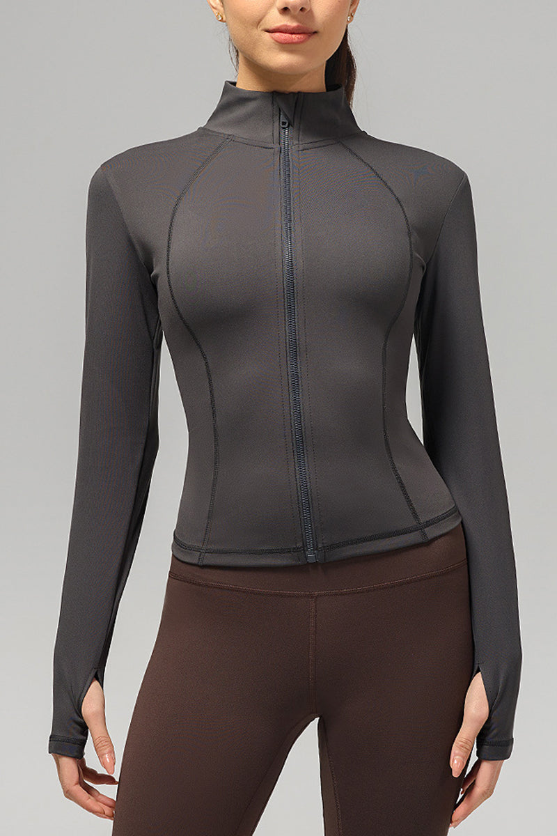Women Stand-Collar Slim-Fit Quick-Dry Yoga Jacket
