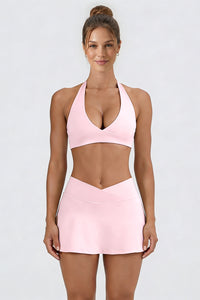 Women's Tennis Set:Halterneck Tank Top And Cross-Waist Skirt