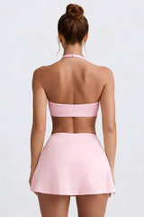 Women's Tennis Set:Halterneck Tank Top And Cross-Waist Skirt