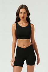 Women's Athletic Set:Cross Back Bra And Cross Waist Shorts
