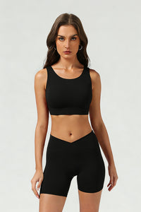 Women's Athletic Set:Cross Back Bra And Cross Waist Shorts