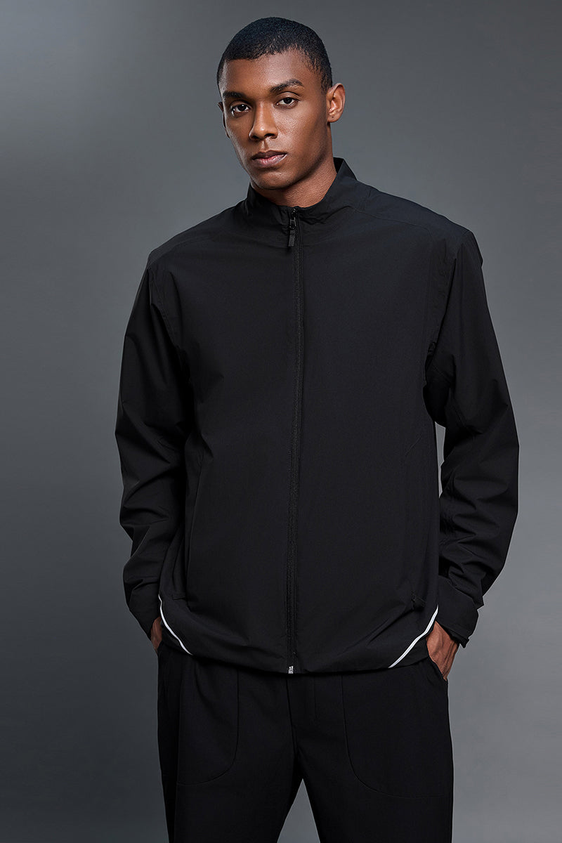 Men Outdoor Water-Resistant Fleece-Lined Stand Collar Jacket