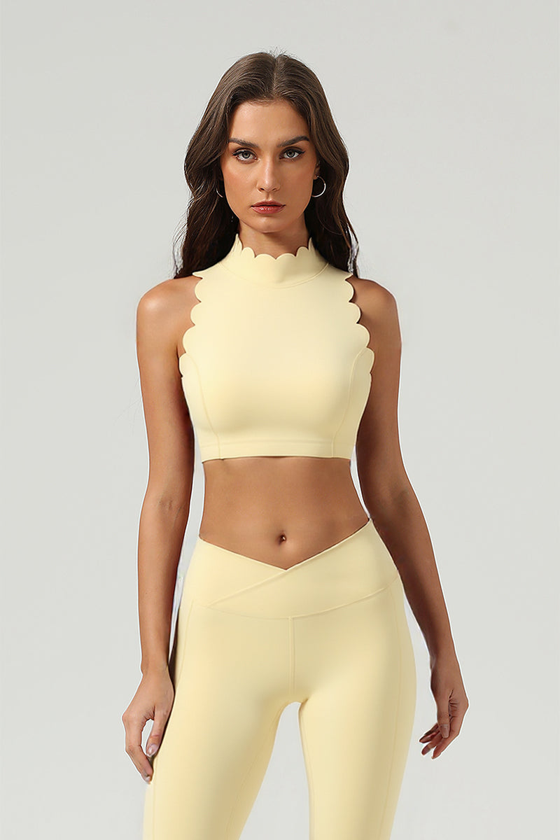 Women's Athletic Petal Mock-Neck Backless Tank Top