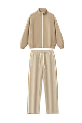 Unisex Stand-Collar Striped Sport Jacket and pants