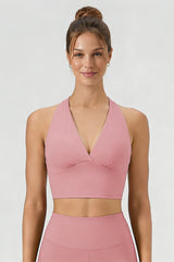 Women's DeepV-Neck Halter Racerback Sports Bra