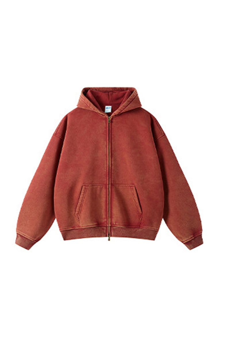 Unisex Wax-Dye Washed Fleece Hoodie