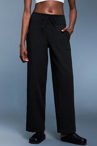 Women Loose Straight Leg Fleece-Lined Yoga Running Sweatpants