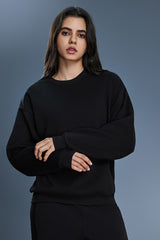 Women Loose Crewneck Fleece-Lined Casual Hoodie